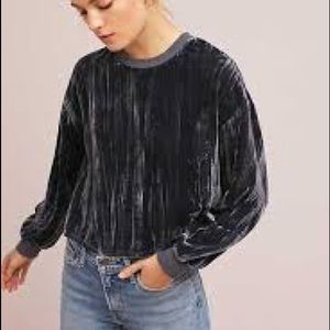 Anthropologie 34°N 118°W Velvet Cropped Shirt XS